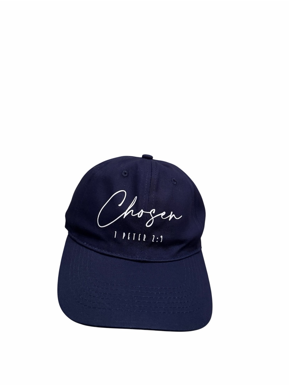 Chosen Navy Baseball Cap with Scripture 1 Peter 2:9 Logo